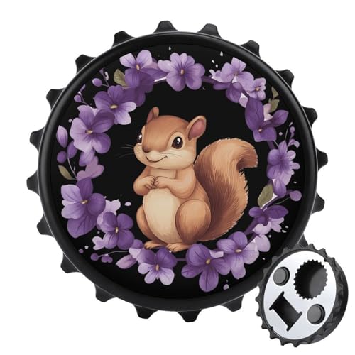 Kühlschrankmagnete mit Eichhörnchen- und Blumenmotiv, rund, magnetisch, lustiger Flaschenöffner für Zuhause, Küche, Büro, Schwarz Kühlschrankmagnete mit Eichhörnchen- und Blumenmotiv, rund, magnetisch, lustiger Flaschenöffner für Zuhause, Küche, Büro, Schwarz von Anceky