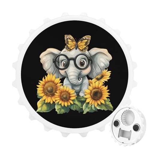 Kühlschrankmagnete mit Elefanten-Sonnenblumen-Motiv, rund, magnetisch, lustiger Flaschenöffner für Zuhause, Küche, Büro, Weiß Kühlschrankmagnete mit Elefanten-Sonnenblumen-Motiv, rund, magnetisch, lustiger Flaschenöffner für Zuhause, Küche, Büro, Weiß von Anceky
