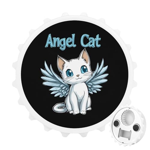 Kühlschrankmagnete mit Engel-Katze, rund, magnetisch, lustiger Flaschenöffner für Zuhause, Küche, Büro, Weiß Kühlschrankmagnete mit Engel-Katze, rund, magnetisch, lustiger Flaschenöffner für Zuhause, Küche, Büro, Weiß von Anceky