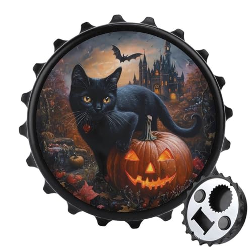 Kühlschrankmagnete mit Halloween-Kürbis und schwarzer Katze, Schloss, rund, magnetisch, lustiger Flaschenöffner für Zuhause, Küche, Büro, Schwarz Kühlschrankmagnete mit Halloween-Kürbis und schwarzer Katze, Schloss, rund, magnetisch, lustiger Flaschenöffner für Zuhause, Küche, Büro, Schwarz von Anceky