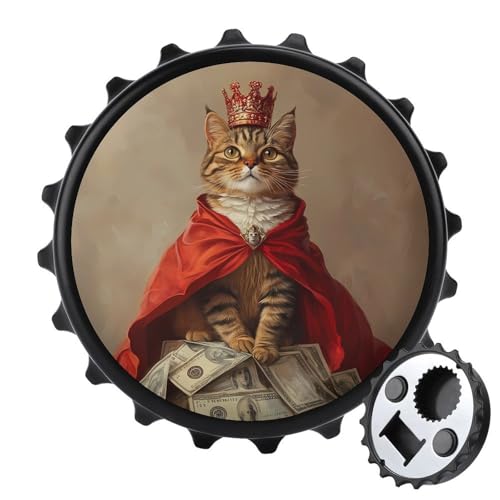 Kühlschrankmagnete mit Katzenkönigin, Geld-Dollar-Motiv, rund, magnetisch, lustiger Flaschenöffner für Zuhause, Küche, Büro, Schwarz Kühlschrankmagnete mit Katzenkönigin, Geld-Dollar-Motiv, rund, magnetisch, lustiger Flaschenöffner für Zuhause, Küche, Büro, Schwarz von Anceky