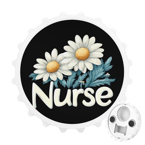 Kühlschrankmagnete mit Krankenschwester-Gänseblümchen-Motiv, rund, magnetisch, lustiger Flaschenöffner für Zuhause, Küche, Büro, Weiß Kühlschrankmagnete mit Krankenschwester-Gänseblümchen-Motiv, rund, magnetisch, lustiger Flaschenöffner für Zuhause, Küche, Büro, Weiß von Anceky