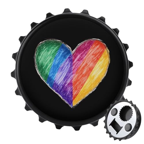 Kühlschrankmagnete mit LGBT-Regenbogenherz, rund, magnetisch, lustiger Flaschenöffner für Zuhause, Küche, Büro, Schwarz Kühlschrankmagnete mit LGBT-Regenbogenherz, rund, magnetisch, lustiger Flaschenöffner für Zuhause, Küche, Büro, Schwarz von Anceky