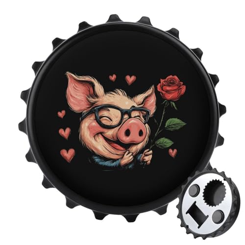 Kühlschrankmagnete mit Schweine- und Rosenmotiv, rund, magnetisch, lustiger Flaschenöffner für Zuhause, Küche, Büro, Schwarz Kühlschrankmagnete mit Schweine- und Rosenmotiv, rund, magnetisch, lustiger Flaschenöffner für Zuhause, Küche, Büro, Schwarz von Anceky