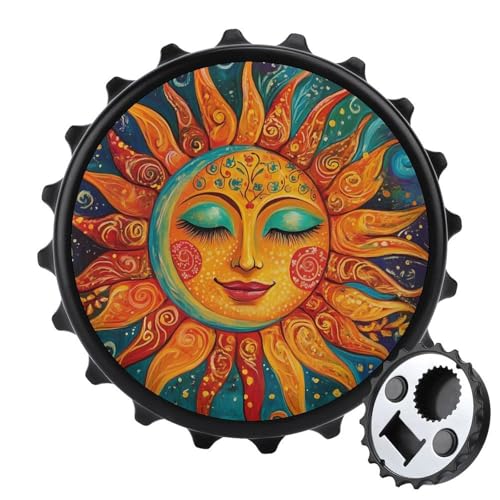 Kühlschrankmagnete mit Sonnengesicht und Blume, rund, magnetisch, lustiger Flaschenöffner für Zuhause, Küche, Büro, Schwarz Kühlschrankmagnete mit Sonnengesicht und Blume, rund, magnetisch, lustiger Flaschenöffner für Zuhause, Küche, Büro, Schwarz von Anceky