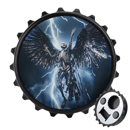Kühlschrankmagnete mit Totenkopf-Engel-Skelett, rund, magnetisch, lustiger Flaschenöffner für Zuhause, Küche, Büro, Schwarz Kühlschrankmagnete mit Totenkopf-Engel-Skelett, rund, magnetisch, lustiger Flaschenöffner für Zuhause, Küche, Büro, Schwarz von Anceky