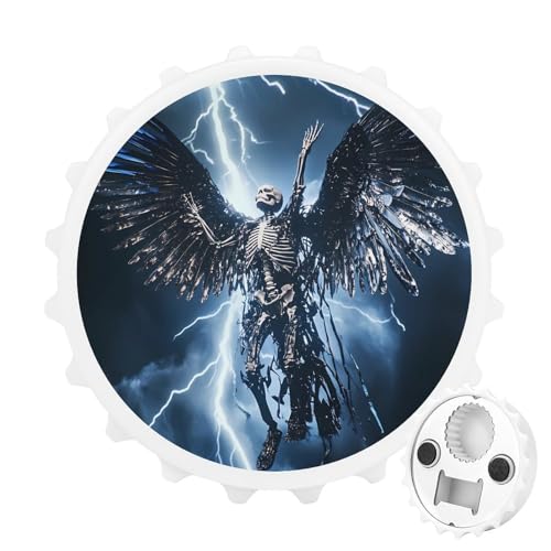 Kühlschrankmagnete mit Totenkopf-Engel-Skelett, rund, magnetisch, lustiger Flaschenöffner für Zuhause, Küche, Büro, Weiß Kühlschrankmagnete mit Totenkopf-Engel-Skelett, rund, magnetisch, lustiger Flaschenöffner für Zuhause, Küche, Büro, Weiß von Anceky