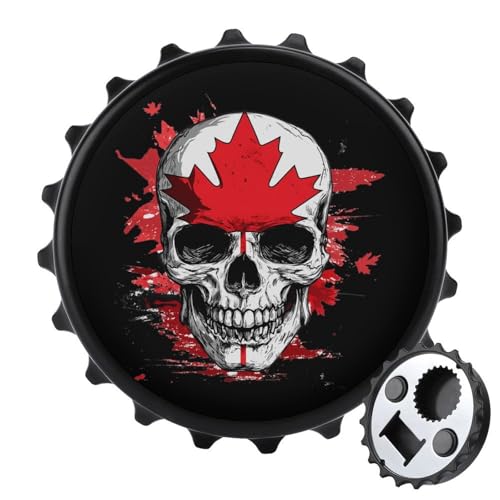 Kühlschrankmagnete mit Totenkopf-Kanada-Flagge, rund, magnetisch, lustiger Flaschenöffner für Zuhause, Küche, Büro, Schwarz Kühlschrankmagnete mit Totenkopf-Kanada-Flagge, rund, magnetisch, lustiger Flaschenöffner für Zuhause, Küche, Büro, Schwarz von Anceky