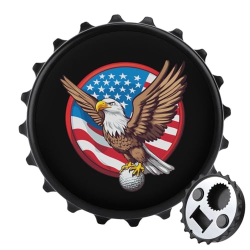 Kühlschrankmagnete mit USA-Flagge, Ea-gle Golf, rund, magnetisch, lustiger Flaschenöffner für Zuhause, Küche, Büro, Schwarz Kühlschrankmagnete mit USA-Flagge, Ea-gle Golf, rund, magnetisch, lustiger Flaschenöffner für Zuhause, Küche, Büro, Schwarz von Anceky
