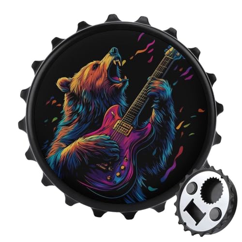 Kühlschrankmagnete mit Wild Bear-Gitarrenspiel, rund, magnetisch, lustiger Flaschenöffner für Zuhause, Küche, Büro, Schwarz Kühlschrankmagnete mit Wild Bear-Gitarrenspiel, rund, magnetisch, lustiger Flaschenöffner für Zuhause, Küche, Büro, Schwarz von Anceky