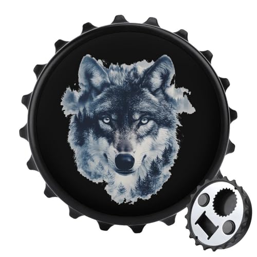 Kühlschrankmagnete mit Wolfs-Tiergesicht, rund, magnetisch, lustiger Flaschenöffner für Zuhause, Küche, Büro, Schwarz Kühlschrankmagnete mit Wolfs-Tiergesicht, rund, magnetisch, lustiger Flaschenöffner für Zuhause, Küche, Büro, Schwarz von Anceky