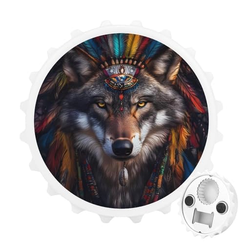 Kühlschrankmagnete mit amerikanischem Wolf, rund, magnetisch, lustiger Flaschenöffner für Zuhause, Küche, Büro, weißer Stil Kühlschrankmagnete mit amerikanischem Wolf, rund, magnetisch, lustiger Flaschenöffner für Zuhause, Küche, Büro, weißer Stil von Anceky