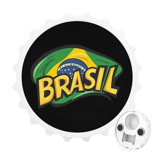Kühlschrankmagnete mit brasilianischer Flagge, rund, magnetisch, lustiger Flaschenöffner für Zuhause, Küche, Büro, Weiß Kühlschrankmagnete mit brasilianischer Flagge, rund, magnetisch, lustiger Flaschenöffner für Zuhause, Küche, Büro, Weiß von Anceky