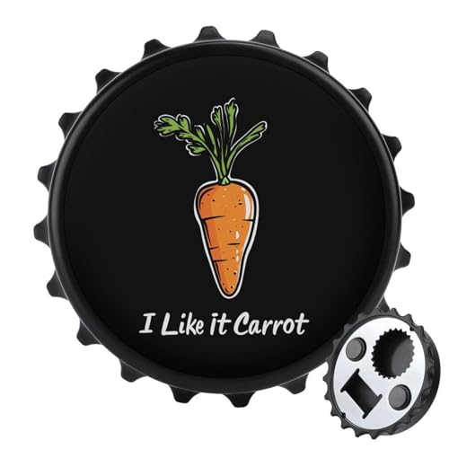 Kühlschrankmagnete mit der Aufschrift „I Like It Carrot, rund, magnetisch, lustiger Flaschenöffner für Zuhause, Küche und Büro, Schwarz Kühlschrankmagnete mit der Aufschrift „I Like It Carrot, rund, magnetisch, lustiger Flaschenöffner für Zuhause, Küche und Büro, Schwarz von Anceky