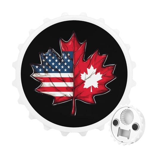 Kühlschrankmagnete mit halbkanadischer USA-Flagge, Ahornblatt, rund, magnetisch, lustiger Flaschenöffner für Zuhause, Küche, Büro, Weiß Kühlschrankmagnete mit halbkanadischer USA-Flagge, Ahornblatt, rund, magnetisch, lustiger Flaschenöffner für Zuhause, Küche, Büro, Weiß von Anceky