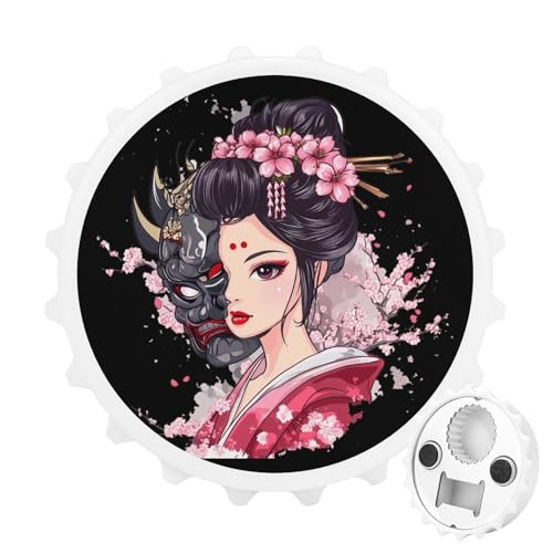 Kühlschrankmagnete mit japanischer Geisha-Geistermaske, Bedruckt, rund, magnetisch, lustiger Flaschenöffner für Zuhause, Küche, Büro, Weiß Kühlschrankmagnete mit japanischer Geisha-Geistermaske, Bedruckt, rund, magnetisch, lustiger Flaschenöffner für Zuhause, Küche, Büro, Weiß von Anceky