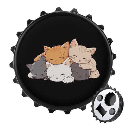 Kühlschrankmagnete mit niedlichen Katzenmotiven, rund, magnetisch, lustiger Flaschenöffner für Zuhause, Küche, Büro, Schwarz Kühlschrankmagnete mit niedlichen Katzenmotiven, rund, magnetisch, lustiger Flaschenöffner für Zuhause, Küche, Büro, Schwarz von Anceky