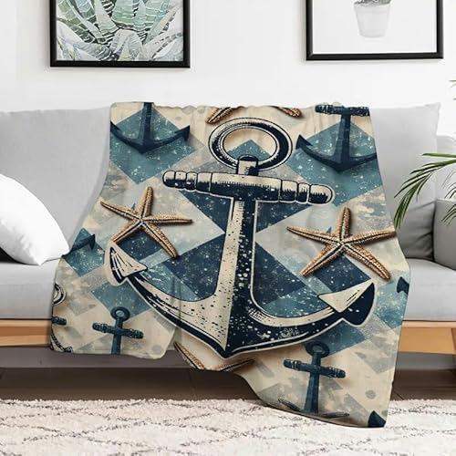 Leichte Flanelldecke mit Anker- -Motiv, gemütliche, dekorative Geschenkdecke für Sofa, Reisen, Camping, Bett, Stuhl, ganzjährig verwendbar, 101,6 x 127 cm Leichte Flanelldecke mit Anker- -Motiv, gemütliche, dekorative Geschenkdecke für Sofa, Reisen, Camping, Bett, Stuhl, ganzjährig verwendbar, 101,6 x 127 cm von Anceky
