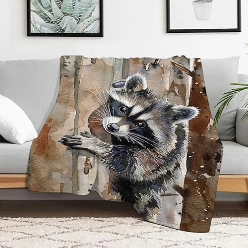 Leichte Flanelldecke mit Waschbärmotiv, weich, warm, strapazierfähig, Mehrzweck-Geschenkdecke für Sofa, Reisen, Camping, Bett, Stuhl, 101,6 x 127 cm Leichte Flanelldecke mit Waschbärmotiv, weich, warm, strapazierfähig, Mehrzweck-Geschenkdecke für Sofa, Reisen, Camping, Bett, Stuhl, 101,6 x 127 cm von Anceky