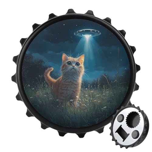 Lustige Kühlschrankmagnete mit Katzenmotiv, rund, magnetisch, lustiger Flaschenöffner für Zuhause, Küche, Büro, Schwarz Lustige Kühlschrankmagnete mit Katzenmotiv, rund, magnetisch, lustiger Flaschenöffner für Zuhause, Küche, Büro, Schwarz von Anceky