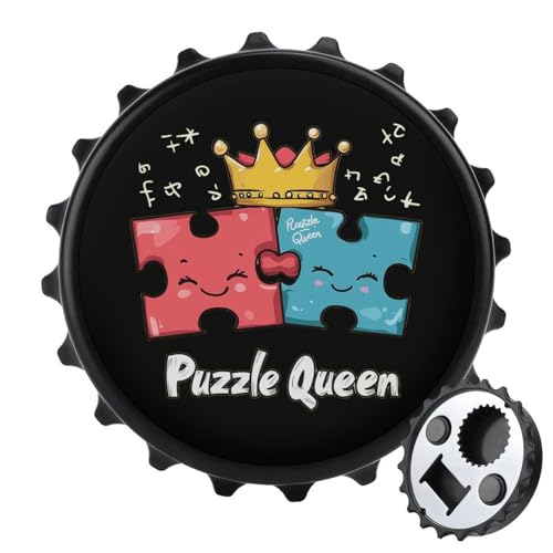 Lustige Kühlschrankmagnete mit Puzzle-Königin, rund, magnetisch, lustiger Flaschenöffner für Zuhause, Küche, Büro, Schwarz Lustige Kühlschrankmagnete mit Puzzle-Königin, rund, magnetisch, lustiger Flaschenöffner für Zuhause, Küche, Büro, Schwarz von Anceky
