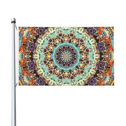 Mandala-Blumen für draußen, 3 x 5 Flagge, doppelseitig, Bannerflaggen für Zimmer, Gartendekoration für draußen, Partyzubehör, Wanddekoration, Hintergrund für draußen, drinnen, Haus, Garten, Rasen, Gar von Anceky