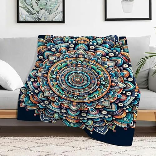 Mandala-Decke aus weichem Flanell, leichte und warme Mehrzweckdecke für Sofa, Couch, Bett, Reisen, Camping, gemütliche Überwurfdecke für alle Jahreszeiten, 127 x 152 cm Mandala-Decke aus weichem Flanell, leichte und warme Mehrzweckdecke für Sofa, Couch, Bett, Reisen, Camping, gemütliche Überwurfdecke für alle Jahreszeiten, 127 x 152 cm von Anceky