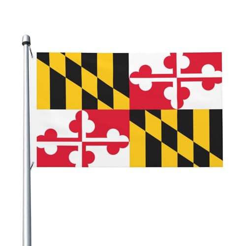 Maryland-Flaggen für draußen, 3 x 5 Flagge, doppelseitig, Bannerflaggen für Zimmer, Gartendekoration für draußen, Partyzubehör, Wanddekoration, Hintergrund für draußen, drinnen, Haus, Garten, Rasen, G von Anceky