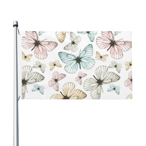 Monarchfalter für draußen, 3 x 5 Flagge, doppelseitig, Bannerflaggen für Zimmer, Gartendekoration für draußen, Partyzubehör, Wanddekoration, Hintergrund für draußen, drinnen, Haus, Garten, Rasen, Gara von Anceky