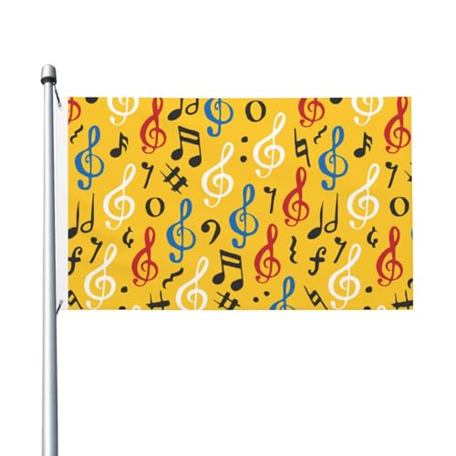 Musiknoten für draußen, 3 x 5 Flagge, doppelseitig, Bannerflaggen für Zimmer, Gartendekoration für draußen, Partyzubehör, Wanddekoration, Hintergrund für draußen, drinnen, Haus, Garten, Rasen, Garage von Anceky