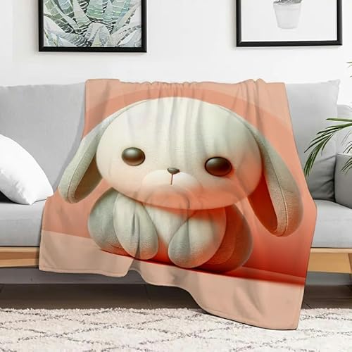 Niedliche Flanelldecke mit Kaninchenmotiv, weich, warm, leicht, dekorative Decke für Sofa, Reisen, Camping, Bett, Mehrzweckgeschenk, 101,6 x 127 cm Niedliche Flanelldecke mit Kaninchenmotiv, weich, warm, leicht, dekorative Decke für Sofa, Reisen, Camping, Bett, Mehrzweckgeschenk, 101,6 x 127 cm von Anceky
