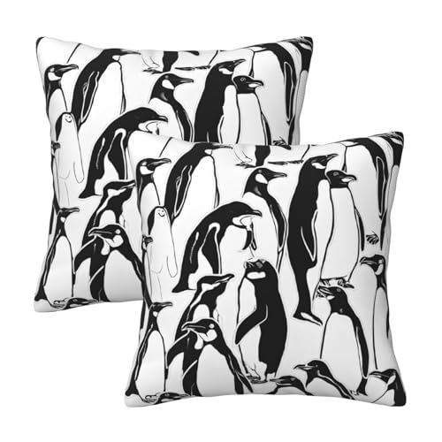 Niedliche Kissenbezüge mit Baby-Pinguin-Skizze, weich und hautfreundlich, unsichtbarer Reißverschluss, leicht zu verformen, zweiteilig, modische Heimdekoration von Anceky