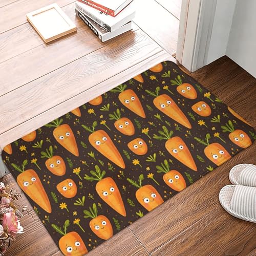 Niedlicher Badezimmerteppich mit Karotten-Print, rutschfest, waschbar, 40,6 x 61 cm, Badematte, Badteppiche für Badezimmerdekor, weiche Bodentürmatte, Küchenteppiche, waschbarer Teppich für die Badewa von Anceky
