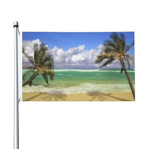 Palmen für draußen, 3 x 5 Flagge, doppelseitig, Bannerflaggen für Zimmer, Gartendekoration für draußen, Partyzubehör, Wanddekoration, Hintergrund für draußen, drinnen, Haus, Garten, Rasen, Garage von Anceky