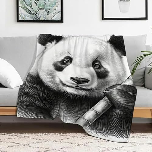 Panda-Bambus-Flanelldecke, weiche, warme, strapazierfähige Mehrzweckdecke für Sofa, Reisen, Camping, Bett, Stuhl, 127 x 152 cm von Anceky