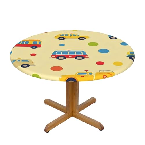 Runde Tischdecke mit Auto-Polka-Motiv und elastischem Rand, Dehnbare Tischdecke mit Cartoon-Truck für 40-44 Zoll große Tische, wasserdichter Schutz für Essenspartys im Innen- und Außenbereich Runde Tischdecke mit Auto-Polka-Motiv und elastischem Rand, Dehnbare Tischdecke mit Cartoon-Truck für 40-44 Zoll große Tische, wasserdichter Schutz für Essenspartys im Innen- und Außenbereich von Anceky