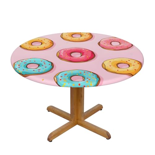 Runde Tischdecke mit Buntem Donut-Motiv und elastischem Rand, Dehnbare Tischdecke für Desserts für 45-50 Zoll große Tische, wasserdichter Schutz für Essenspartys im Innen- und Außenbereich Runde Tischdecke mit Buntem Donut-Motiv und elastischem Rand, Dehnbare Tischdecke für Desserts für 45-50 Zoll große Tische, wasserdichter Schutz für Essenspartys im Innen- und Außenbereich von Anceky