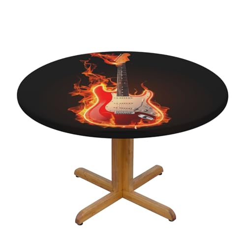 Runde Tischdecke mit Feuer- und Flammengitarre und elastischem Rand, Dehnbare Musik-Tischdecke für 45-50 Zoll große Tische, wasserdichter Schutz für Essenspartys im Innen- und Außenbereich Runde Tischdecke mit Feuer- und Flammengitarre und elastischem Rand, Dehnbare Musik-Tischdecke für 45-50 Zoll große Tische, wasserdichter Schutz für Essenspartys im Innen- und Außenbereich von Anceky