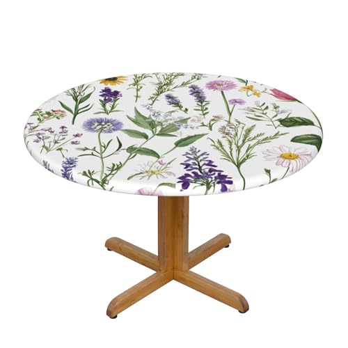 Runde Tischdecke mit Frühlingsblumenmuster und elastischem Rand, Dehnbare Tischdecke mit Pflanzenmotiv für 40-44 Zoll große Tische, wasserdichter Schutz für Essenspartys im Innen- und Außenbereich Runde Tischdecke mit Frühlingsblumenmuster und elastischem Rand, Dehnbare Tischdecke mit Pflanzenmotiv für 40-44 Zoll große Tische, wasserdichter Schutz für Essenspartys im Innen- und Außenbereich von Anceky