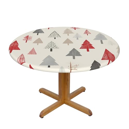 Runde Tischdecke mit Weihnachtsbaummotiv und elastischem Rand, Dehnbare Tischdecke mit Cartoon-Motiv für 40-44 Zoll große Tische, wasserdichter Schutz für Essenspartys im Innen- und Außenbereich Runde Tischdecke mit Weihnachtsbaummotiv und elastischem Rand, Dehnbare Tischdecke mit Cartoon-Motiv für 40-44 Zoll große Tische, wasserdichter Schutz für Essenspartys im Innen- und Außenbereich von Anceky