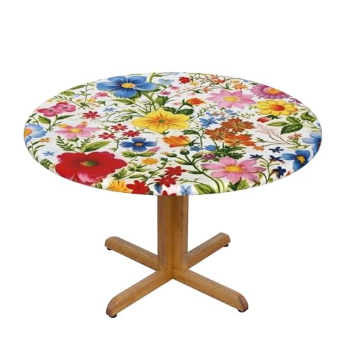 Runde Tischdecke mit buntem Blumenmuster und elastischem Rand, dehnbare Tischdecke mit Vintage-Blumenmuster für 40-44 Zoll große Tische, wasserdichter Schutz für Essenspartys im Innen- und Außenbereic Runde Tischdecke mit buntem Blumenmuster und elastischem Rand, dehnbare Tischdecke mit Vintage-Blumenmuster für 40-44 Zoll große Tische, wasserdichter Schutz für Essenspartys im Innen- und Außenbereic von Anceky