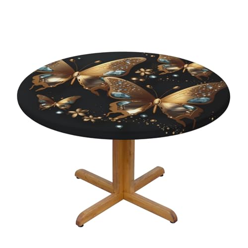 Runde Tischdecke mit goldenem Tier-Schmetterling und elastischem Rand, dehnbare Tischdecke mit Galaxie-Motiv für 40-44 Zoll große Tische, wasserdichter Schutz für Essenspartys im Innen- und Außenberei Runde Tischdecke mit goldenem Tier-Schmetterling und elastischem Rand, dehnbare Tischdecke mit Galaxie-Motiv für 40-44 Zoll große Tische, wasserdichter Schutz für Essenspartys im Innen- und Außenberei von Anceky