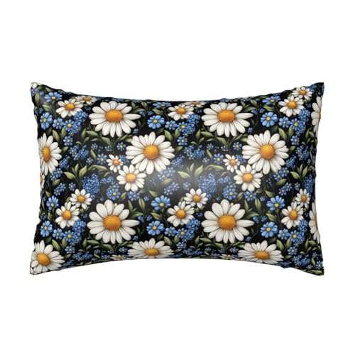 Satin-Kissenbezug mit blau-weißem Gänseblümchen-Print für Haar und Haut, 50,8 x 76,2 cm, Satin-Kissenbezug mit Reißverschluss, ähnlich wie Seidenkissenbezüge, Kissenbezüge, Queen-Size-Kissenbezüge Satin-Kissenbezug mit blau-weißem Gänseblümchen-Print für Haar und Haut, 50,8 x 76,2 cm, Satin-Kissenbezug mit Reißverschluss, ähnlich wie Seidenkissenbezüge, Kissenbezüge, Queen-Size-Kissenbezüge von Anceky