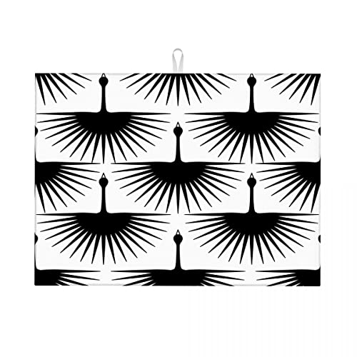 Schwarze Küchen-Abtropfmatte, schwarz-weiße Mikrofasermatte, leicht zu reinigen, groß, 45,7 x 61 cm Schwarze Küchen-Abtropfmatte, schwarz-weiße Mikrofasermatte, leicht zu reinigen, groß, 45,7 x 61 cm von Anceky