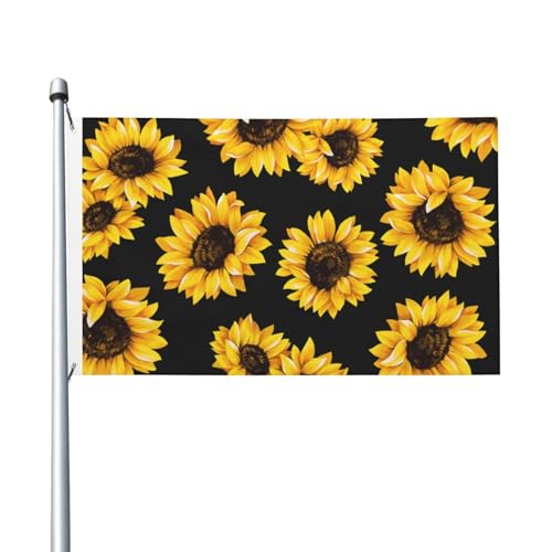 Sonnenblumen-S für draußen, 3 x 5 Flagge, doppelseitig, Bannerflaggen für Zimmer, Gartendekoration für draußen, Partyzubehör, Wanddekoration, Hintergrund für draußen, drinnen, Haus, Garten, Rasen, Gar von Anceky