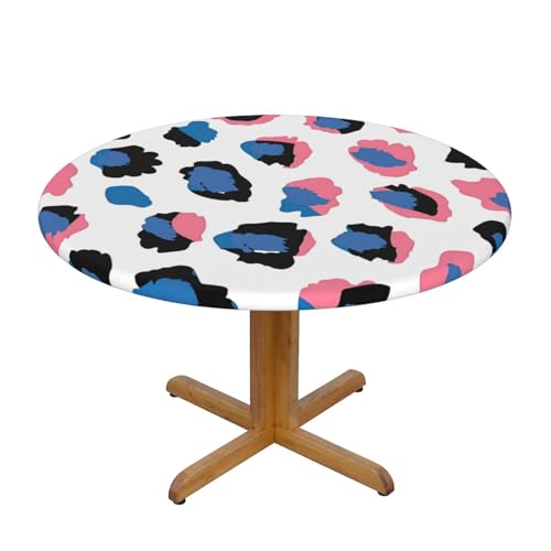 Tischdecke mit Buntem Giraffen-Print und elastischem Rand, Dehnbare Tischdecke mit Tier-Leopardenfell für 45-50 Zoll große Tische, wasserdichter Schutz für Essenspartys im Inne von Anceky