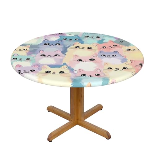 Tischdecke mit Buntem Katzenmotiv und elastischem Rand, süßes Kätzchen, Dehnbare Tischdecke für 40-44 Zoll große Tische, wasserdichter Schutz für Essenspartys im Innen- und Auß Tischdecke mit Buntem Katzenmotiv und elastischem Rand, süßes Kätzchen, Dehnbare Tischdecke für 40-44 Zoll große Tische, wasserdichter Schutz für Essenspartys im Innen- und Auß von Anceky