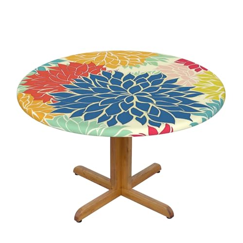 Tischdecke mit Chrysanthemenmotiv und elastischem Rand, Bunte Blumen, Dehnbare Tischdecke für 45-50 Zoll große Tische, wasserdichter Schutz für Essenspartys im Innen- und Außen Tischdecke mit Chrysanthemenmotiv und elastischem Rand, Bunte Blumen, Dehnbare Tischdecke für 45-50 Zoll große Tische, wasserdichter Schutz für Essenspartys im Innen- und Außen von Anceky