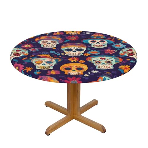 Tischdecke mit Halloween-Skelett-Blume und elastischem Rand, Dehnbare Tischdecke mit Zuckerschädel für 45-50 Zoll große Tische, wasserdichter Schutz für Essenspartys im Innen- Tischdecke mit Halloween-Skelett-Blume und elastischem Rand, Dehnbare Tischdecke mit Zuckerschädel für 45-50 Zoll große Tische, wasserdichter Schutz für Essenspartys im Innen- von Anceky