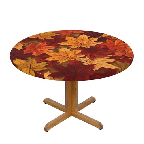Tischdecke mit Herbst-Ahornblättern und elastischem Rand, farbenfrohe, Dehnbare Herbst-Tischdecke für 45-50 Zoll große Tische, wasserdichter Schutz für Essenspartys im Innen- u Tischdecke mit Herbst-Ahornblättern und elastischem Rand, farbenfrohe, Dehnbare Herbst-Tischdecke für 45-50 Zoll große Tische, wasserdichter Schutz für Essenspartys im Innen- u von Anceky
